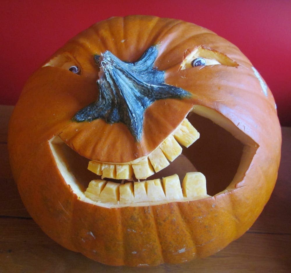 Grinning Pumpkin ~ Carved by Richard Long