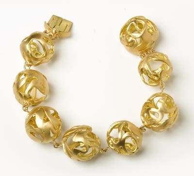 Ariane Zurcher Jewelry ~ Juno Collection: 18 Kt Brushed Gold Bracelet With AZ Logo Box Clasp